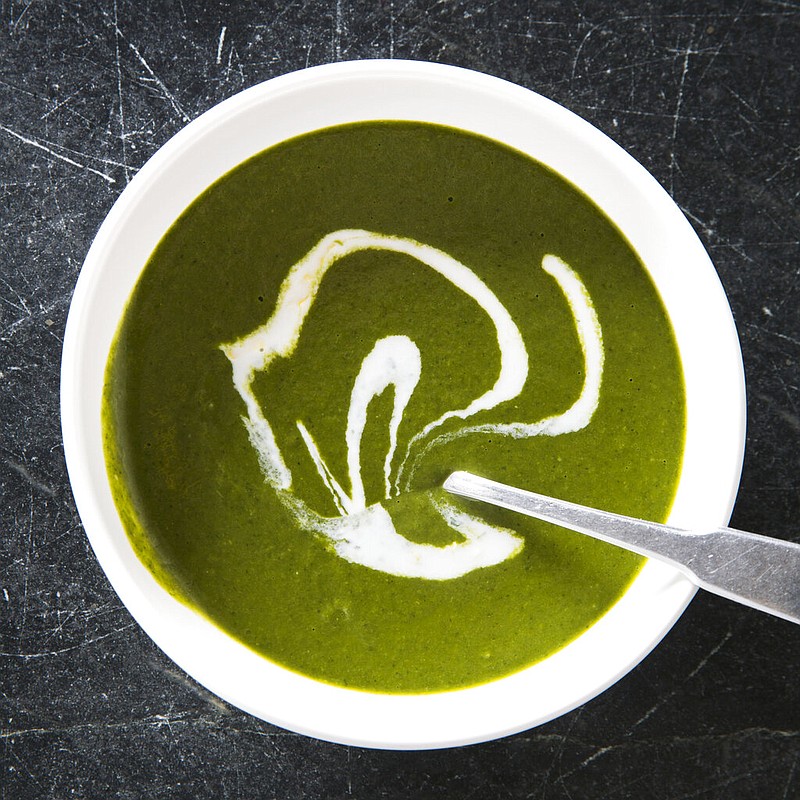 This undated photo provided by America's Test Kitchen in February 2019 shows Super Greens Soup in Brookline, Mass. This recipe appears in the cookbook "Nutritious Delicious." (Joe Keller/America's Test Kitchen via AP)