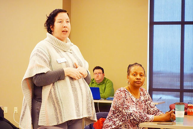 Sarah Cutter, left, and Charla Cowans of Great Circle Home Visiting stopped by Thursday's Callaway Resource Network meeting. Great Circle is a free service that aids new parents in Missouri.