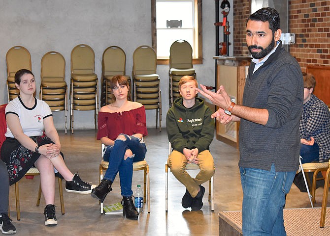 Hollywood producer/director Steven LaMorte gives a film acting workshop Sunday to about 20 area children and young adults at Avenue HQ. The workshop was a preview of this summer's Film Academy, one of several drama camp offerings from the Showdown Performing Arts Academy, a collaboration between the Jefferson City Parks, Recreation and Forestry Department and the California-based Showdown Stage Company.