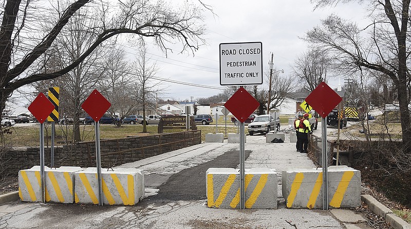 The Salvation Army Thrift Store, which is less than two blocks from the Ohio Street bridge, seen here, has experienced a loss of revenue due to the bridge closure. Jefferson City officials closed the bridge to vehicle traffic in September after MoDOT found it was deteriorating and in need of repair or replacement.