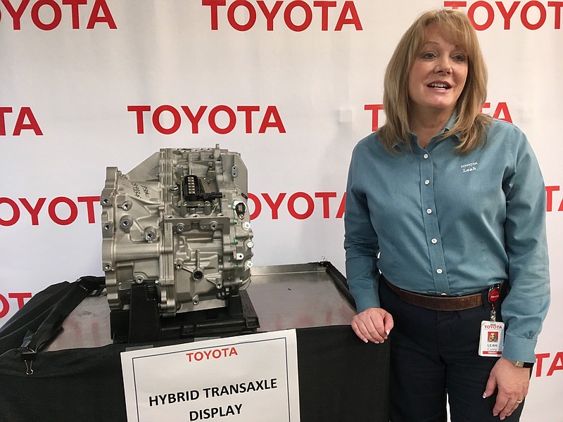 Leah Curry, president of Toyota Motor Manufacturing West Virginia, speaks at a news conference Thursday, March 14, 2019, at the company’s facility in Buffalo, W.Va.  Toyota Motor Corp. announced it is investing an additional $750 million at five U.S. plants that will bring nearly 600 new jobs. (AP Photo/John Raby)