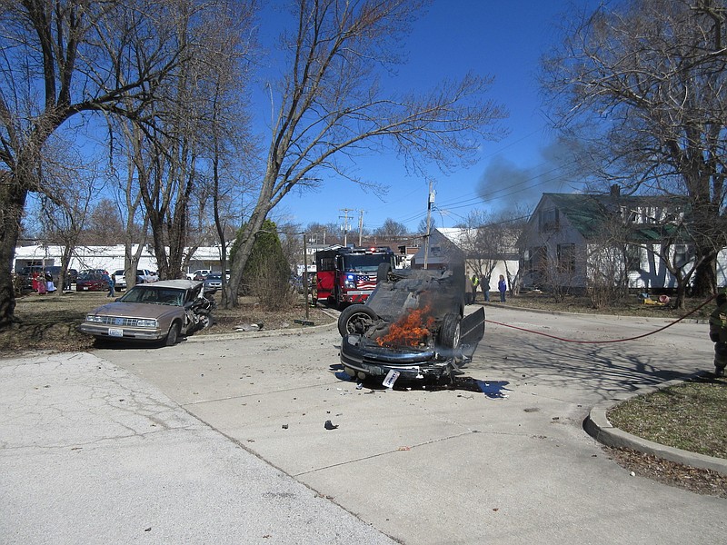Jefferson City Police Department officers responded to a two-vehicle crash in the 700 block of Michigan Street that injured two people Friday, March 15, 2019.