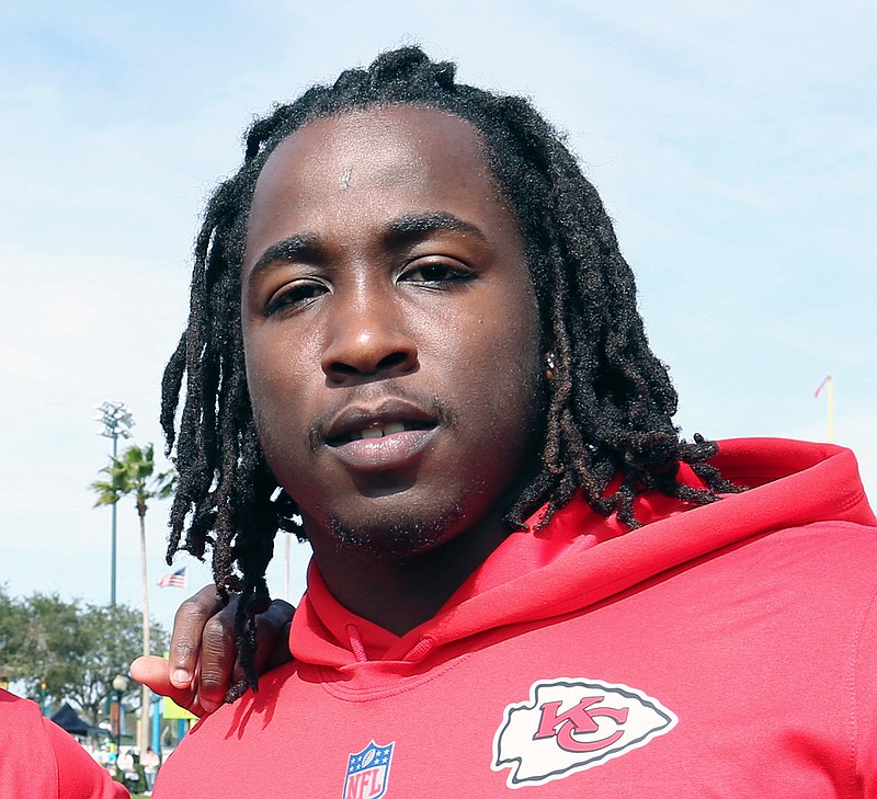 This is a Jan. 25, 2018, file photo showing Kansas City Chiefs running back Kareem Hunt at Pro Bowl NFL football practice, in Kissimmee, Fla. The NFL has suspended Browns running back Kareem Hunt for eight games after a video showed him kicking a woman and he was later involved in a fight at a resort.
The league on Friday, March 15, 2019, cited a violation of its personal conduct policy "for physical altercations at his residence in Cleveland last February and at a resort in Ohio last June." Hunt will not be paid during the half-season suspension, which he will not appeal. (AP Photo/Doug Benc, File)
