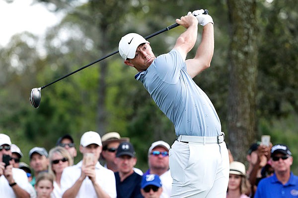 Rory McIlroy tees off on the ninth hole during Friday's second round of The Players Championship in Ponte Vedra Beach, Fla.