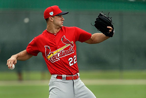 Cardinals pitcher Jack Flaherty throws during spring training last month in Jupiter, Fla.