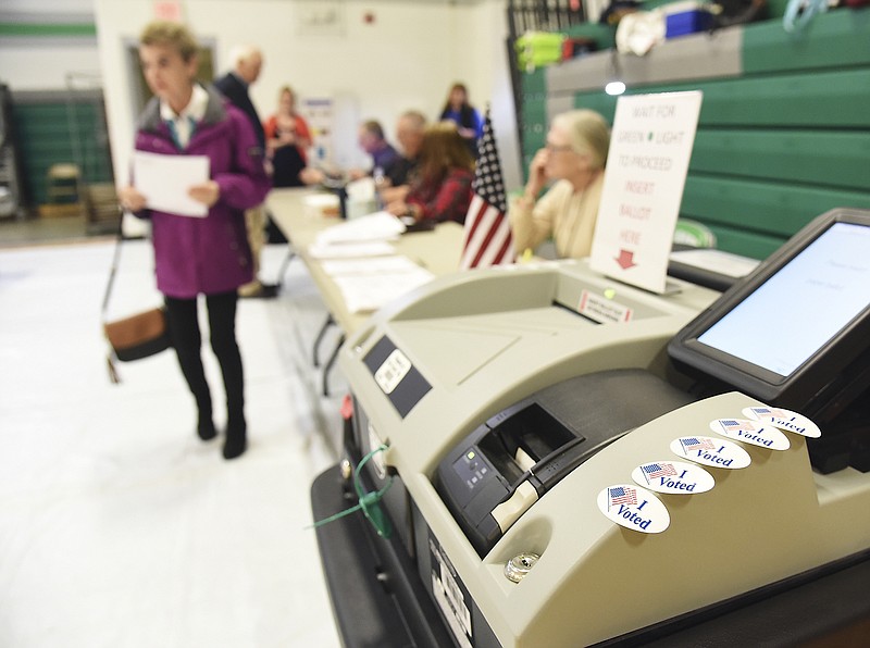 Voting at Blair Oaks High School was slow but steady Tuesday morning. School district patrons had two school board seats on the ballot as well as a $14 million bond issue for a new high school. 