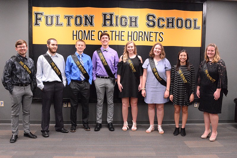 <p>The 2019 Fulton High School king and queen prom candidates have been announced. The promenade will take place at 7:30 p.m. Saturday, just outside of the Kimball Ballroom at 6 N. College Ave. in Columbia. Candidates are from left: Baylor Webb, Liam Quartemont, Brock Fisher, Garrett Johnson, Hannah Newman, Rachel Arens, Julia Mendez and Grace Hurt.</p>