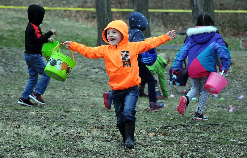 Children enjoy finding eggs at the 2018 Easter Egg Hunt, sponsored by the Jefferson City Jaycees and Jefferson City Parks and Recreation department. 