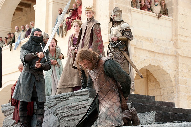 This photo of released by HBO shows Sean Bean portraying Eddard Stark in "Game of Thrones." Where most "Game of Thrones" fans were horrified by the beheading of the beloved Ned Stark and blamed it on a ruthless king, Columbia University business professor Bruce Craven saw a lesson in failed leadership. The final season of the popular series premieres on April 14. (HBO via AP)