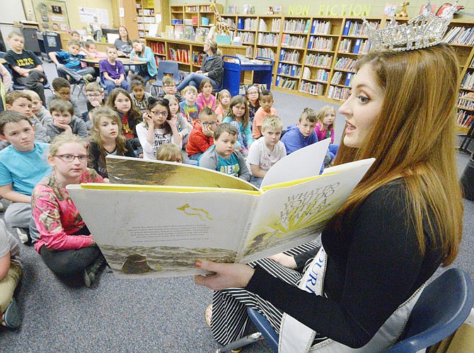 Miss Missouri Katelyn Lewis, of Lake St. Louis, reads from the book "What Do You Do With a Chance?" on Friday to second-graders at North Elementary School in Holts Summit. She was crowned Miss Missouri 2018 on June 16 at Missouri Military Academy in Mexico, Missouri.