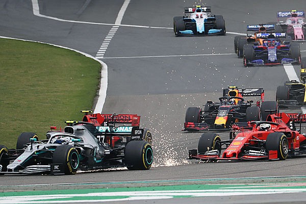 Sparks fly from Valtteri Bottas' car Sunday as he starts the Formula One Chinese Grand Prix at the Shanghai International Circuit in Shanghai.