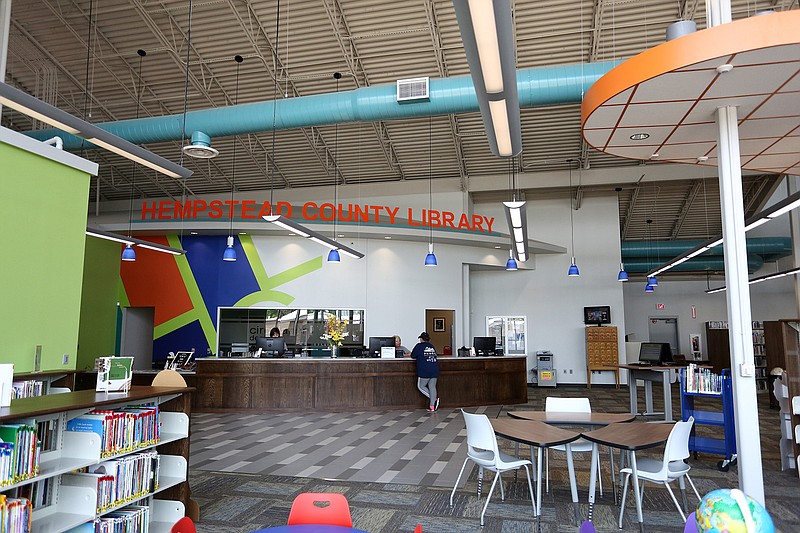 The inside of Hempstead County Library is seen on Tuesday in Hope, Ark. Construction for the new library began in July 2017 and the library had its opening day in February 2019.