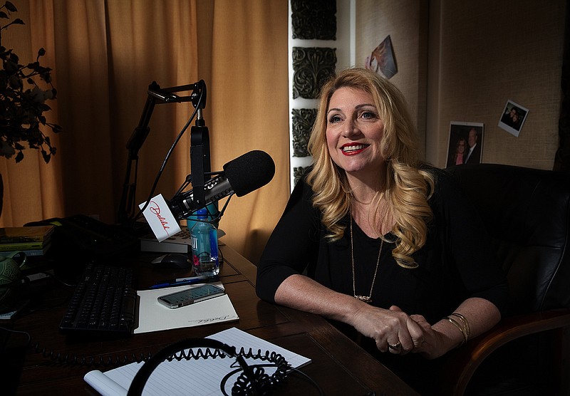 Radio star Delilah sits in her West Seattle studio after recording segments for her radio show Wednesday, March 27, 2019. (Ellen M. Banner/Seattle Times/TNS) 