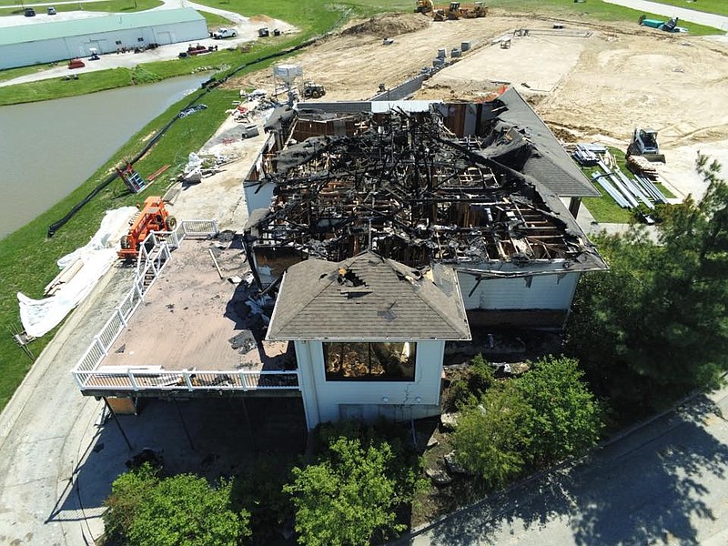 <p>Courtesy of the Callaway County Ambulance District</p><p>Photographs taken by a drone shows the extense of damage to the unfinished Callaway County Ambulance District headquarters. The fire was caused by a lightning strike, authorities have concluded.</p>