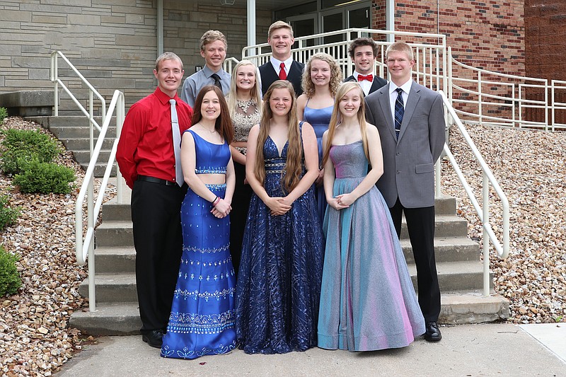 <p>Submitted</p><p>The Blair Oaks prom court is pictured. The first row, from left, is Natalie Williams, Lexi McCulloch (prom queen), Zoe Baker. The second row, left from right, Caleb Buechter, Emily Schell, Claire Heckman, Dru Rackers. The third row, left from right, is Adam McCauley (prom king), Trinity Scott, Benner Thomas.</p>