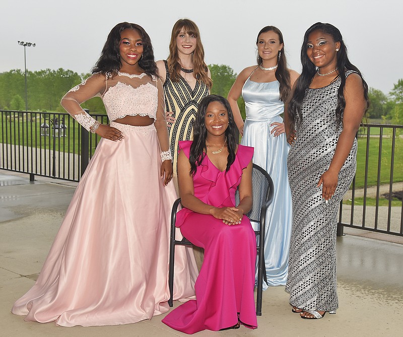 Julie Smith/News TribuneThe Jefferson City Marcullus Court is as follows - standing left to right:Yessnia Austin-Dixon, Valerie Holt, Stevie Buckley and Da Chanel Sutton. Seated is this year's queen, Aaryn Kamara.