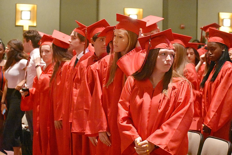 Members of the Jefferson City High School graduating class of 2019 attend the baccalaureate service.