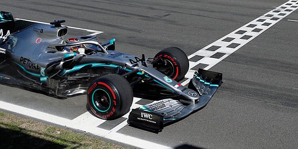 Lewis Hamilton crosses the finish line Sunday to win the Formula One Spanish Grand Prix at the Barcelona Catalunya racetrack in Montmelo, just outside Barcelona, Spain.