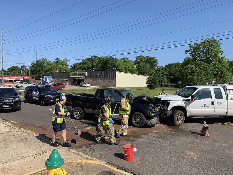 Ford 150 and Geoforce Utility Truck head on collision Tuesday, May 14, 2019, on New Boston Road. 