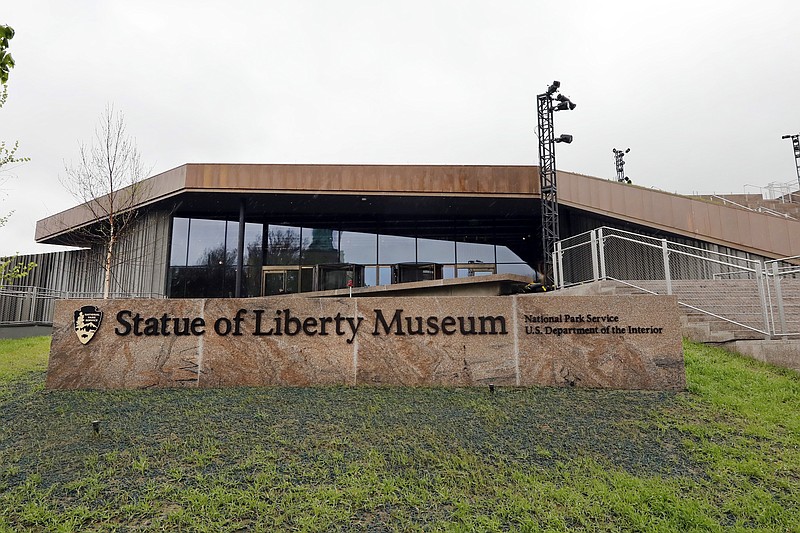 The Statue of Liberty Museum, set to open Thursday May 16, 2019 on Liberty Island, is shown in this photo, in New York, Monday, May 13, 2019. (AP Photo/Richard Drew)