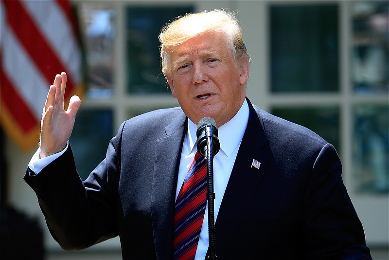 In this May 16, 2019, photo, President Donald Trump speaks in the Rose Garden of the White House in Washington. For all Trump's talk of winning, his lawyers are using a legal argument that many scholars say is a pretty sure loser to try to defy congressional attempts to investigate him. (AP Photo/Manuel Balce Ceneta)