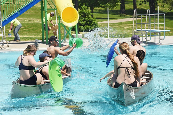 Jefferson City's two public pools are now filled in preparation for opening day. New to Ellis-Porter Riverside Pool this year will be the opportunity to participate in a game called Human Battleship. The game involves several people in a canoe trying to sink the other team's vessel.