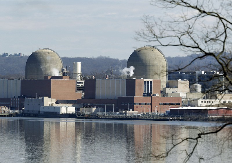 FILE - This Feb. 28, 2017, file photo shows Indian Point Energy Center in Buchanan, N.Y. A deal announced April 16, 2019, would close the two reactors at Indian Point within two years. (AP Photo/Seth Wenig, File)