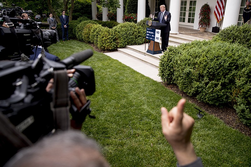 President Donald Trump speaks in the Rose Garden at the White House in Washington, Wednesday, May 22, 2019.(AP Photo/Andrew Harnik)