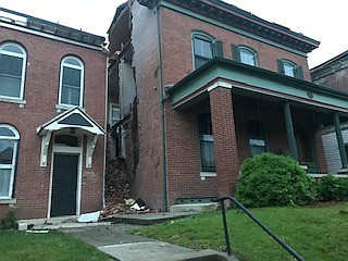 A tornado damaged property late Wednesday night, May 22, 2019, along East Capitol Avenue in Jefferson City.