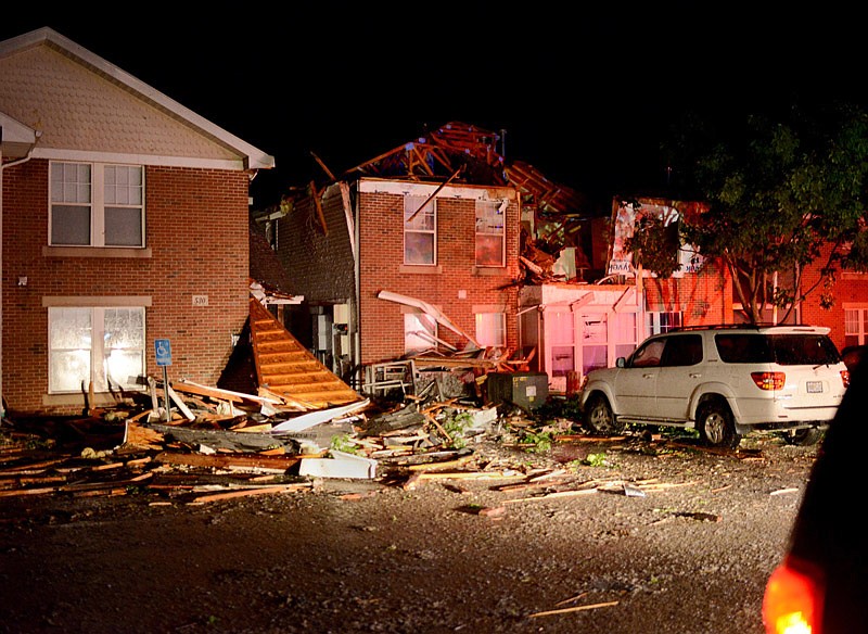 The roof and walls are torn from a home at Capital City Apartments Thursday May 23, 2019 after a tornado struck Jefferson City at approximately 11:45 p.m. Wednesday, May 22, 2019. Damages were reported through the center part of town stretching from Ellis Boulevard to East Dunklin Street.