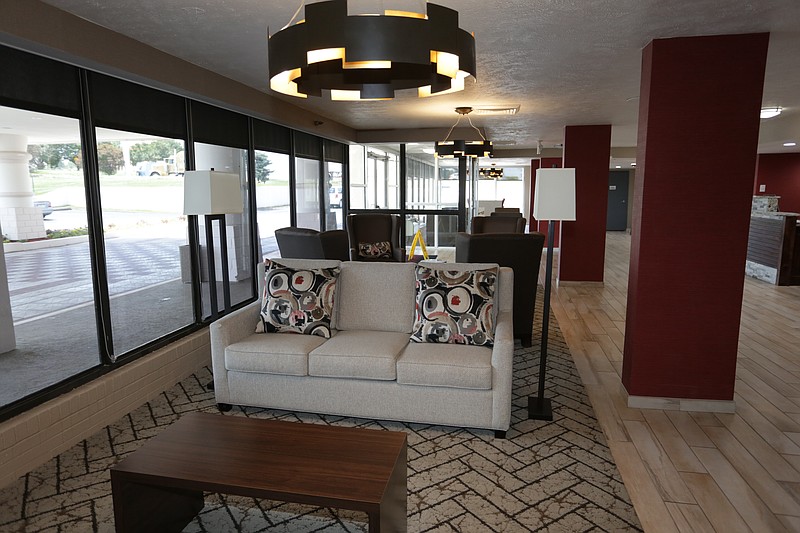 The lobby of the Ramada is shown in Texarkana, Ark., on Friday, May 24, 2019. The hotel with a historical pedigree completed a rebranding and two and a half year remodel.