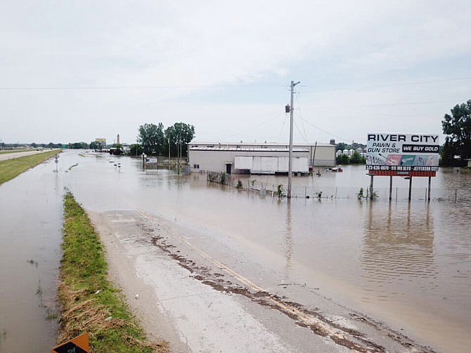 MAY 29, 2019, FILE PHOTO: The Callaway County Sheriff's Office shared images of murky Missouri River water just north of Jefferson City. According to the National Weather Service, floodwaters should begin gradually receding soon.