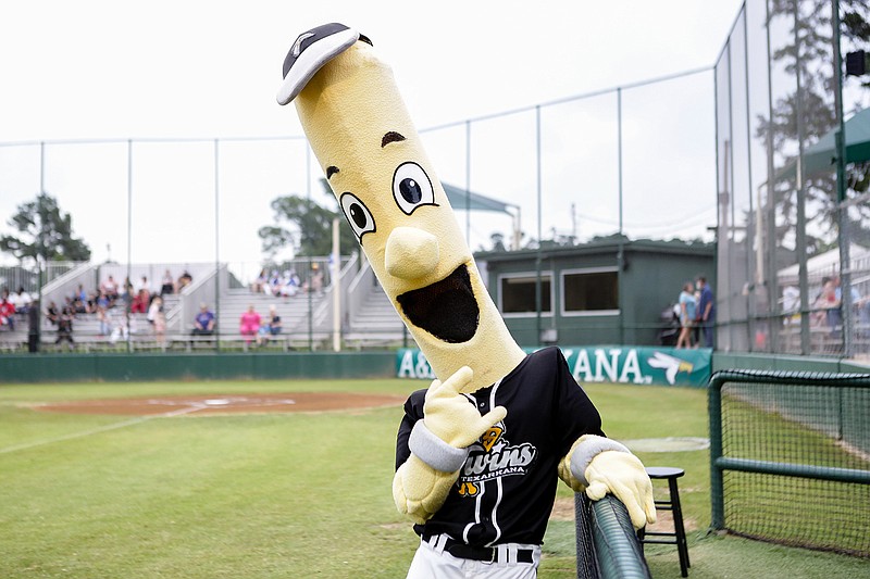 Texarkana Twins mascot, Thunder, poses for a portrait before the game against Baton Rouge Rougarous at George Dobson Field.