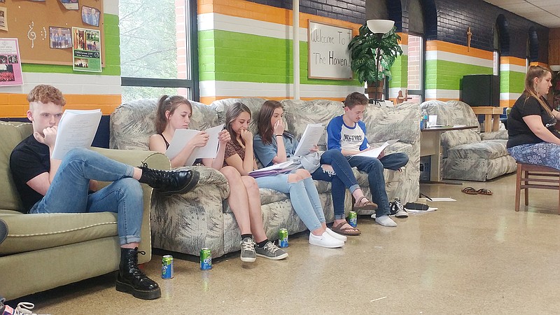 Students read the screenplay of "Gumshoe High," which will be filmed in this summer's Showdown Film Academy.