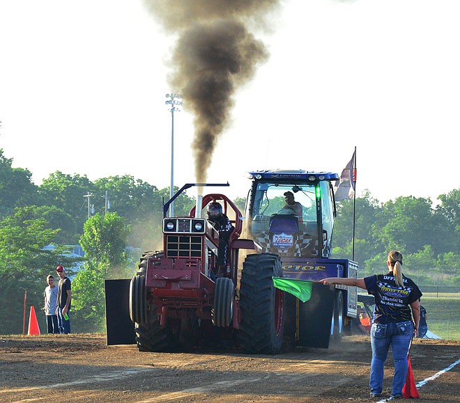 In this June 8, 2018 photo, Shawn Mebruer of Jefferson City competes in the 15th annual Truck and Tractor Pull at the Russellville Lions Club. The show was presented by the Mid-Missouri Truck and Tractor Pulling Association and was a fundraiser for the Eugene FFA. 