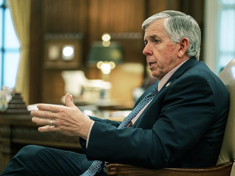 While seated for an interview on June 13, 2019, Gov. Mike Parson reflects upon one year as governor and some of the things that have transpired in that time. 