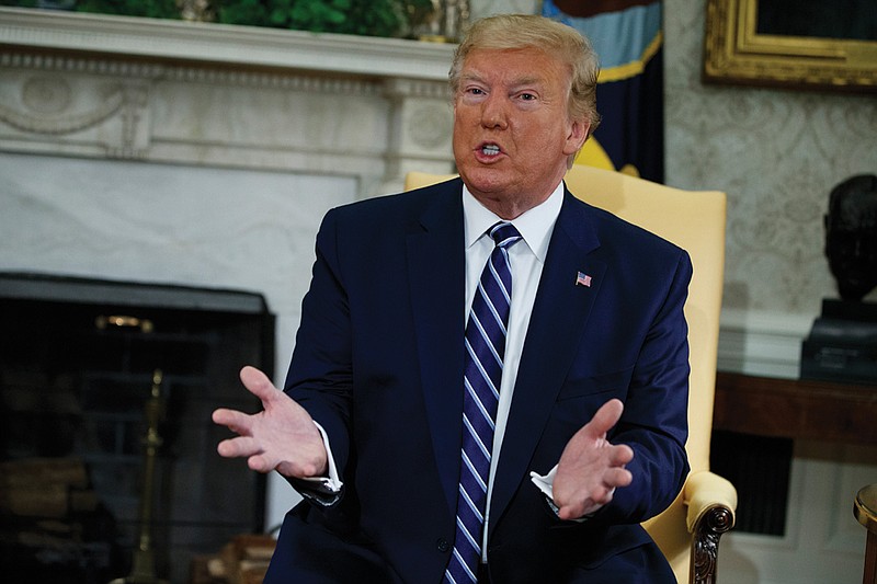 President Donald Trump speaks during a meeting with Canadian Prime Minister Justin Trudeau in the Oval Office of the White House, Thursday, June 20, 2019, in Washington. Trump declared Thursday that "Iran made a very big mistake" in shooting down a U.S. drone but suggested it was an accident rather than a strategic error.  (AP Photo/Evan Vucci)