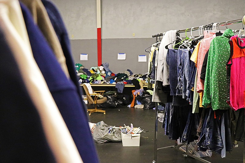 Piles and racks of clothing fill an entire room at Building Community Bridges. Due to the overflow of tornado relief donations, BCB has offered a free store. Community members in need can come in for clothes, household items, toiletry products and food. The store will be open 10 a.m.-noon and 3-5 p.m. Mondays, Wednesdays and Fridays. Although BCB is still accepting physical donations and are now asking for monetary donations to help keep the building running.