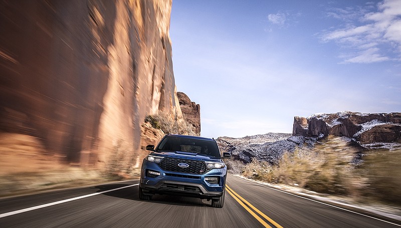 The 2020 Ford Explorer's engine lineup includes a 2.3-liter turbocharged I-4 that comes standard on base, XLT and Limited models, and a 3.0-liter twin-turbocharged V6 that powers Explorer Platinum. (Ford/TNS)