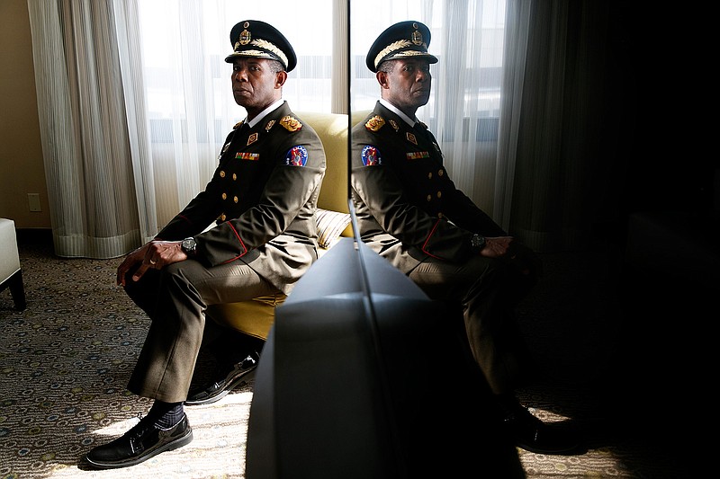 Gen. Manuel Cristopher, former head of Venezuela's feared SEBIN intelligence agency, poses for a portrait, Tuesday, July 2, 2019, in Washington. (AP Photo/Jacquelyn Martin)