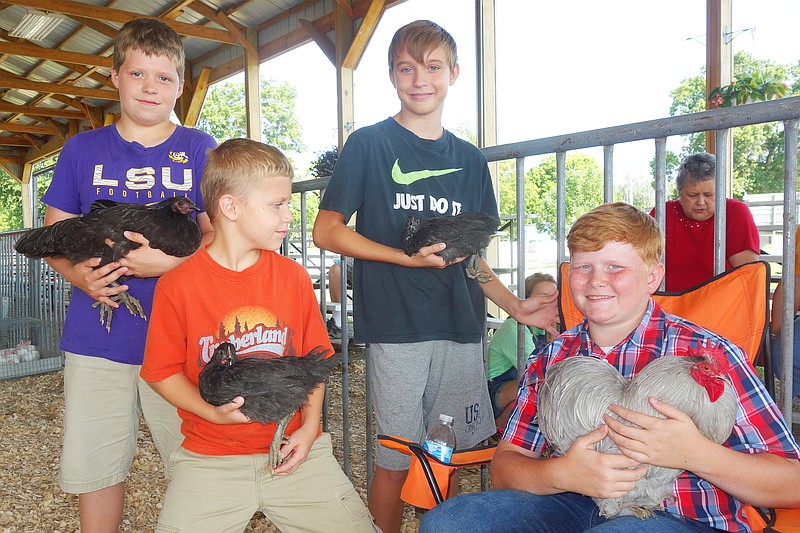 Participants in the 2017 Callaway Youth Expo hold their fine-feathered friends following judging.