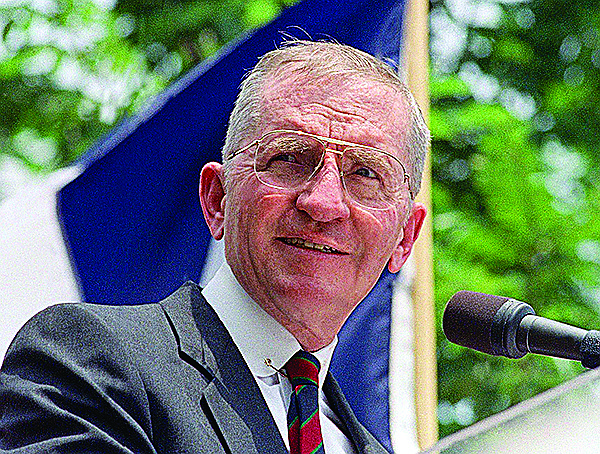 Presidential hopeful H. Ross Perot speaks at a rally in Austin, Texas, in this 1992 file photo. Perot, the Texas billionaire who twice ran for president, has died. He was 89.