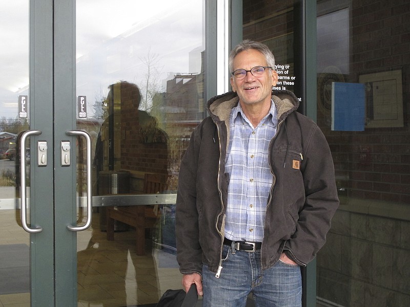 FILE - In this April 26, 2016, file photo, "Into the Wild" author Jon Krakauer comments on his lawsuit against Montana's higher education commissioner in Bozeman, Mont. Krakauer's five-year quest to find out how and why Montana's top higher education official intervened to prevent a star college quarterback's expulsion over a rape accusation stalled Wednesday, July 3, 2019, when the state Supreme Court denied him access to those records. (AP Photo/Matt Volz, File)