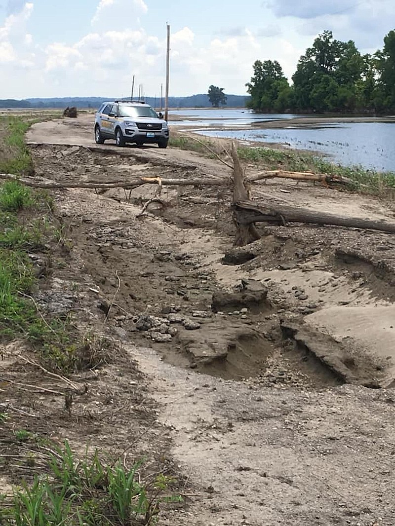 <p>Photo courtesy of the Callaway County Sheriff’s Department </p><p>Flood damage is seen along County Road 4038 in Callaway County. This road is a part of North Jefferson City, which is one of the most afflicted areas by the flooding.</p>