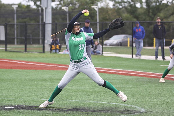 In this Oct. 13, 2018, file photo, Blair Oaks pitcher Makenna Kliethermes delivers to the plate during the second inning of the Class 2 District 9 Tournament championship game against Fatima in Mokane.