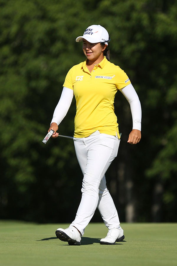 Sei Young Kim smiles as she finishes on the 18th hole during Friday's second round of the Marathon LPGA Classic at Highland Meadows Golf Club in Sylvania, Ohio.