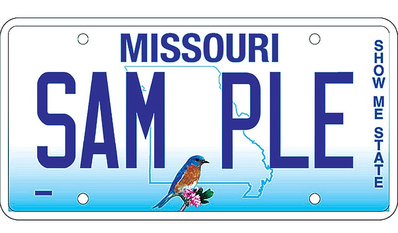 A Missouri license plate is depicted in this photo provided to the Associated Press by the Missouri Department of Revenue.