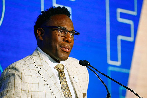 Vanderbilt coach Derek Mason speaks to reporters Thursday during the Southeastern Conference Media Days in Hoover, Ala.