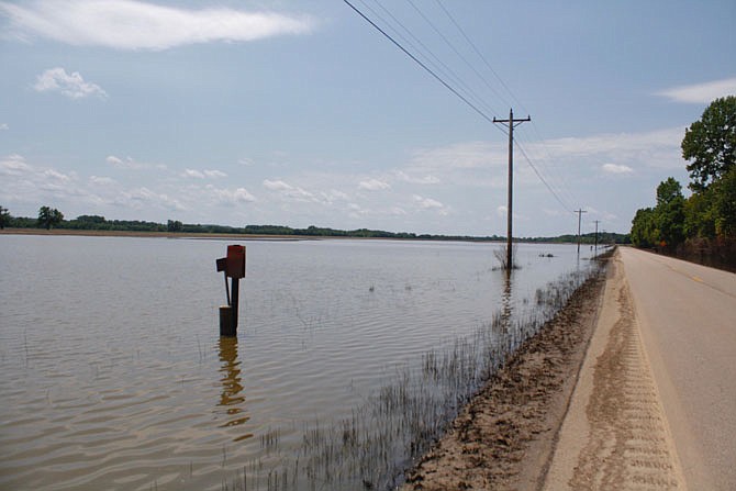 Flooding along Highway 94 near Mokane is shown in July.