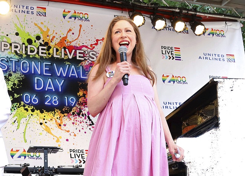 In this June 28, 2019, file photo, Chelsea Clinton participates in the second annual Stonewall Day honoring the 50th anniversary of the Stonewall riots, hosted by Pride Live and iHeartMedia, in Greenwich Village in New York. Chelsea Clinton has announced the birth of her third child. Jasper Clinton Mezvinsky was born Monday, July 22.